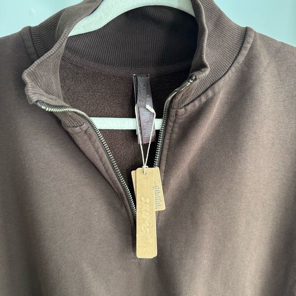 NWT Skims Boyfriend Fleece Espresso Brown Half-Zip Pullover Sweatshirt Small - Picture 6 of 8